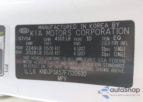 2015 Kia Soul + from USA, damaged, VIN KNDJP3A57F7130630